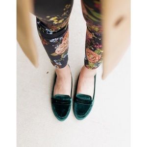 Zara Green Velvet Penny Loafers Sz 9/39